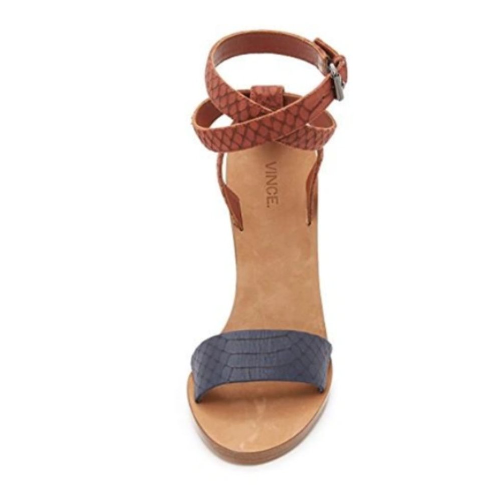 Vince Nava Snake Embossed Ankle-Wrap Heels | 9 - Picture 4 of 4